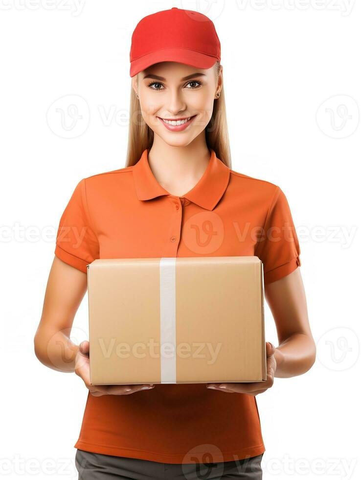 AI generated Female Postwoman Delivering Mail, AI Generated photo