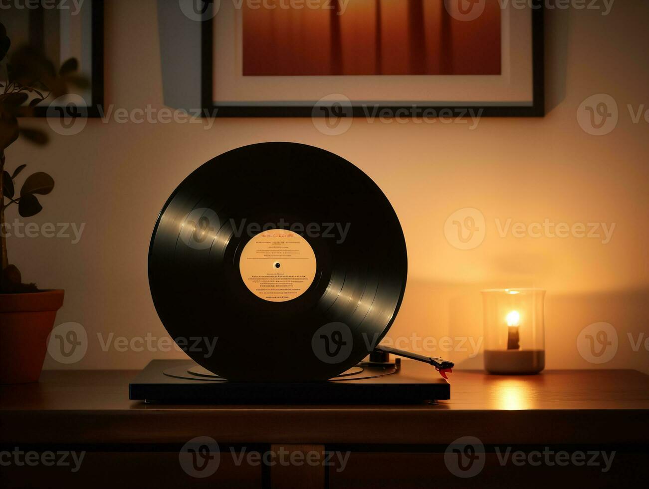 AI generated Vintage Vinyl Record Mockup for Music Enthusiasts - AI Generated photo