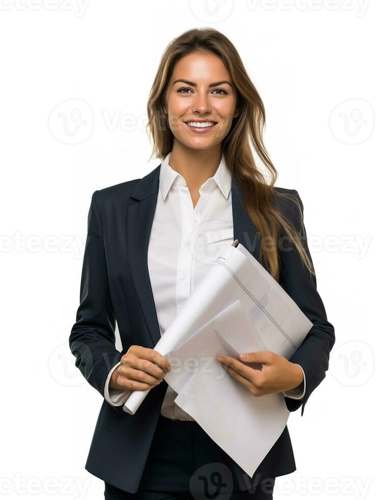 AI generated Female Architect Planning Construction, AI Generated photo