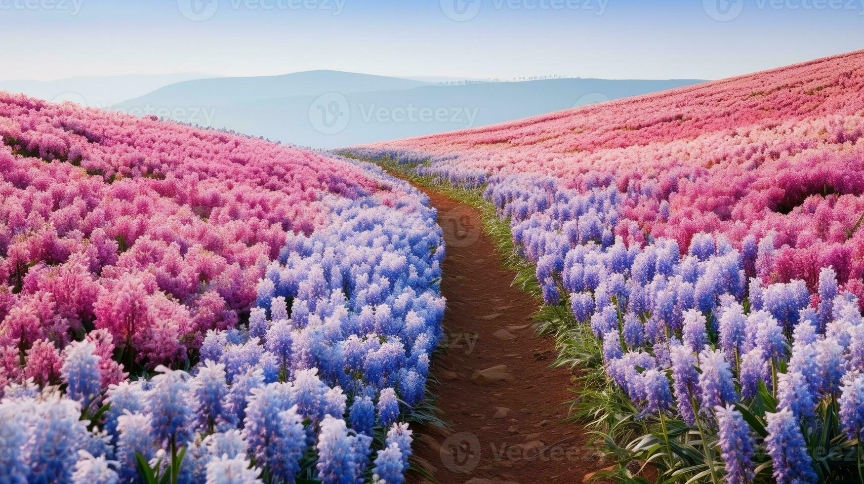 AI generated Springtime Hyacinth Hillside Bliss - AI Generated photo