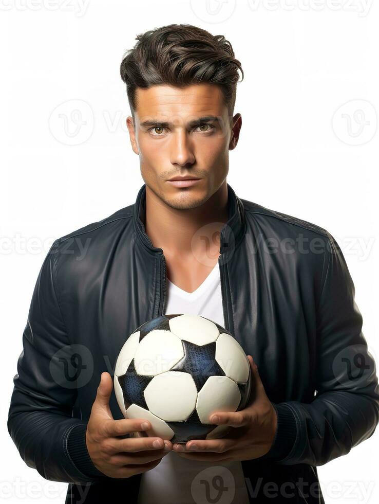 AI generated Dynamic Male Footballer in Action, AI Generated photo