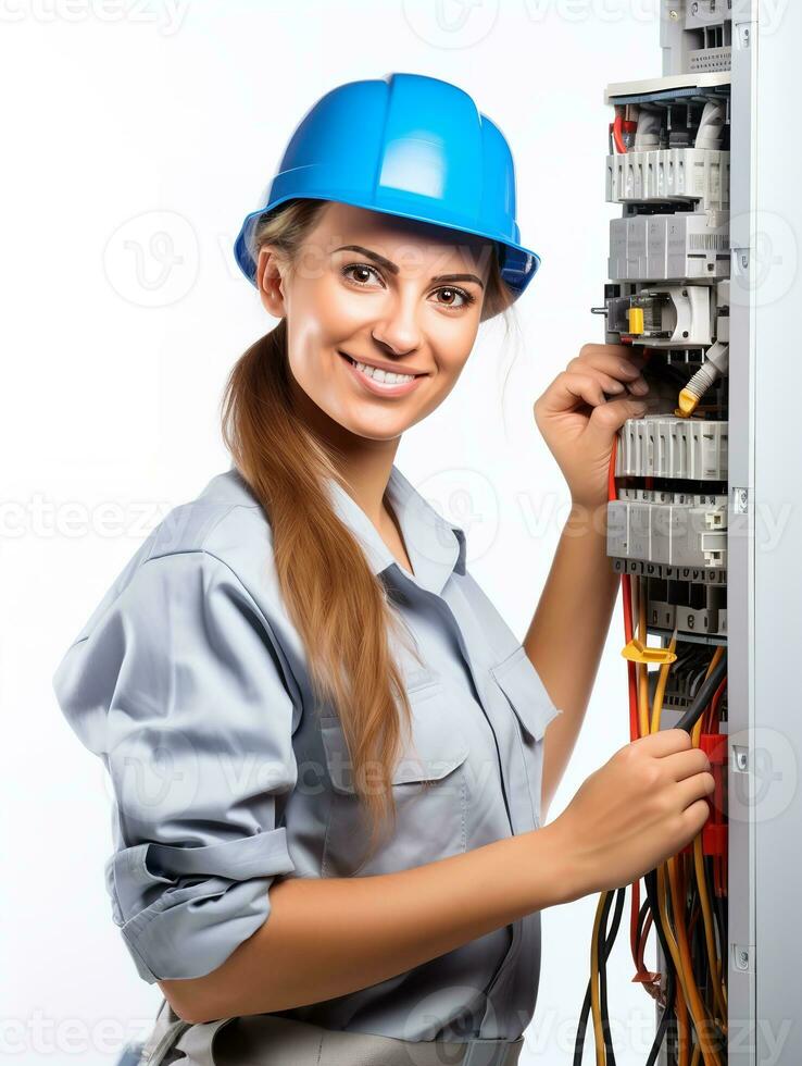 AI generated Professional Female Electrician, AI Generated photo