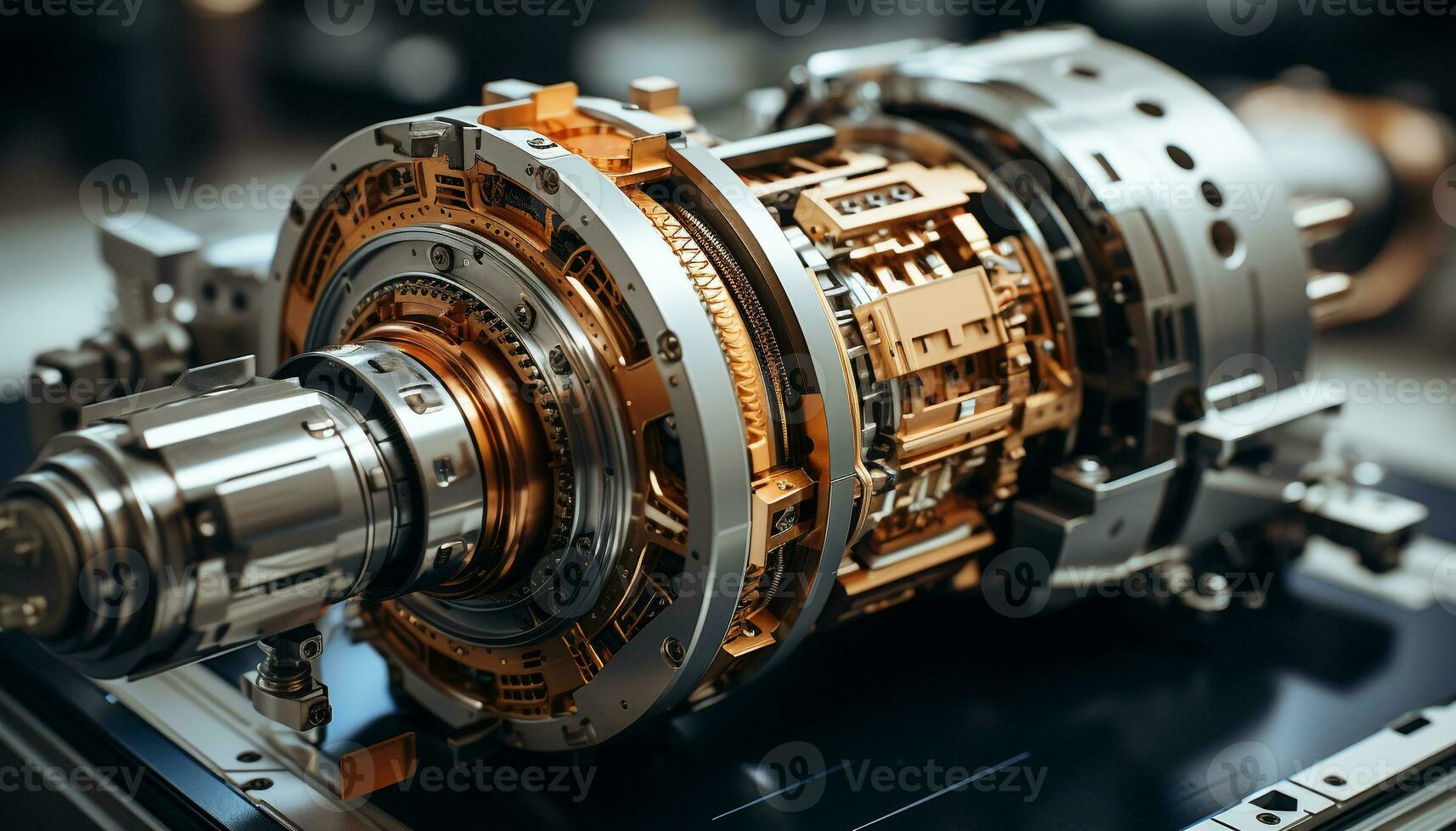 AI generated Metal industry machinery turning steel in automated factory workshop generated by AI photo