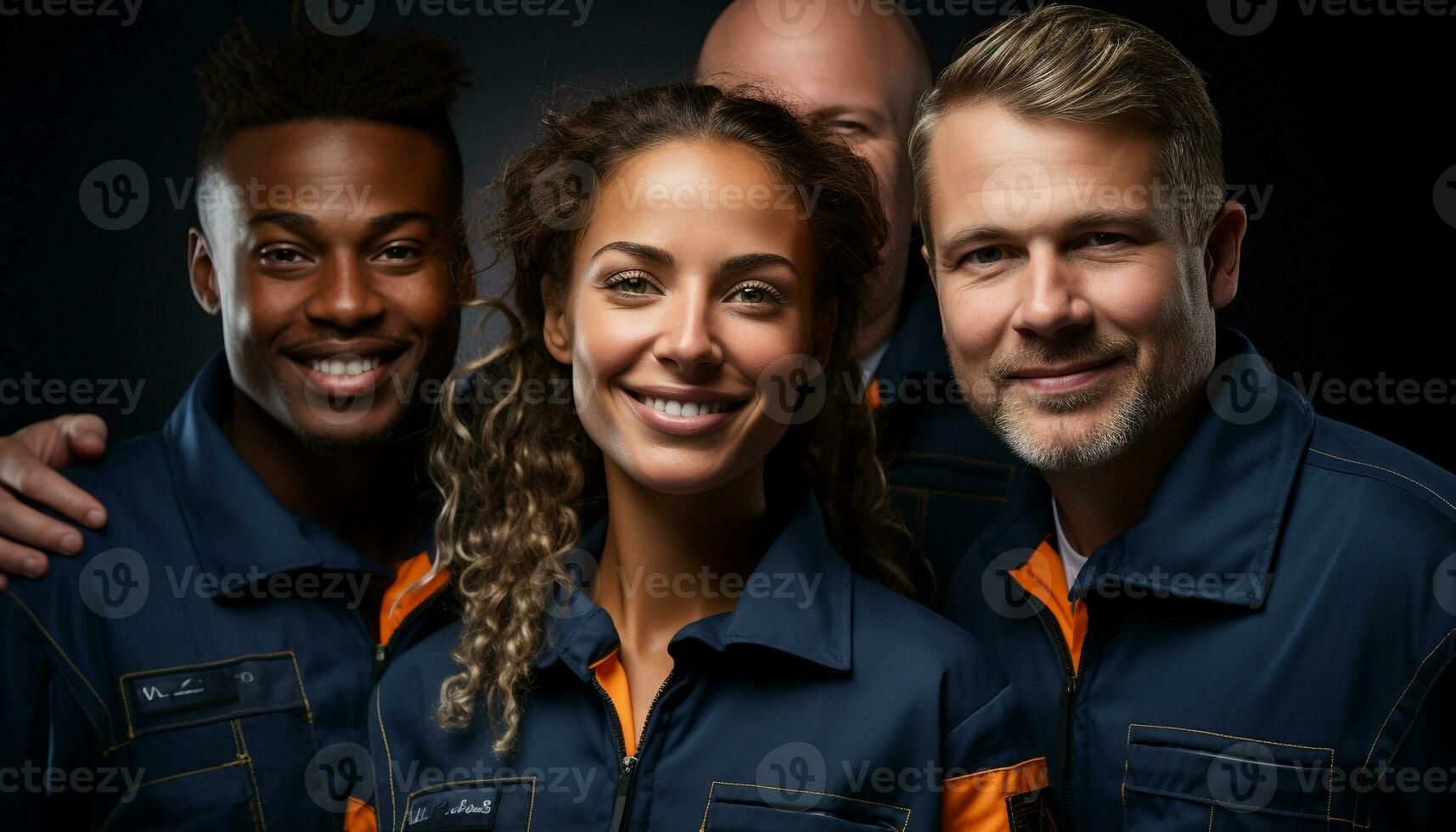 ai generado un grupo de sonriente adultos trabajando juntos en un estudio generado por ai foto