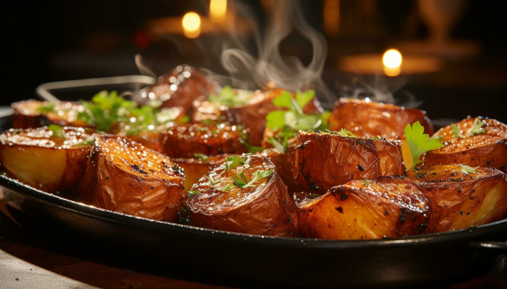 ai generado A la parrilla carne en lámina, cocido a perfección terminado fuego generado por ai foto