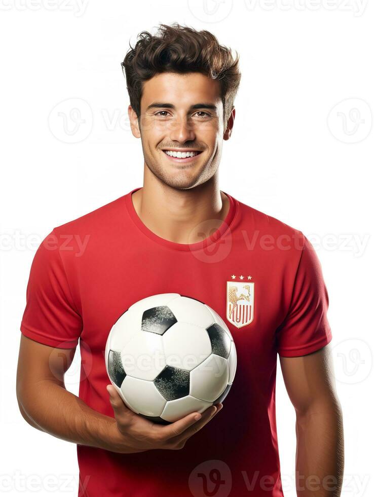 AI generated Dynamic Male Footballer in Action, AI Generated photo