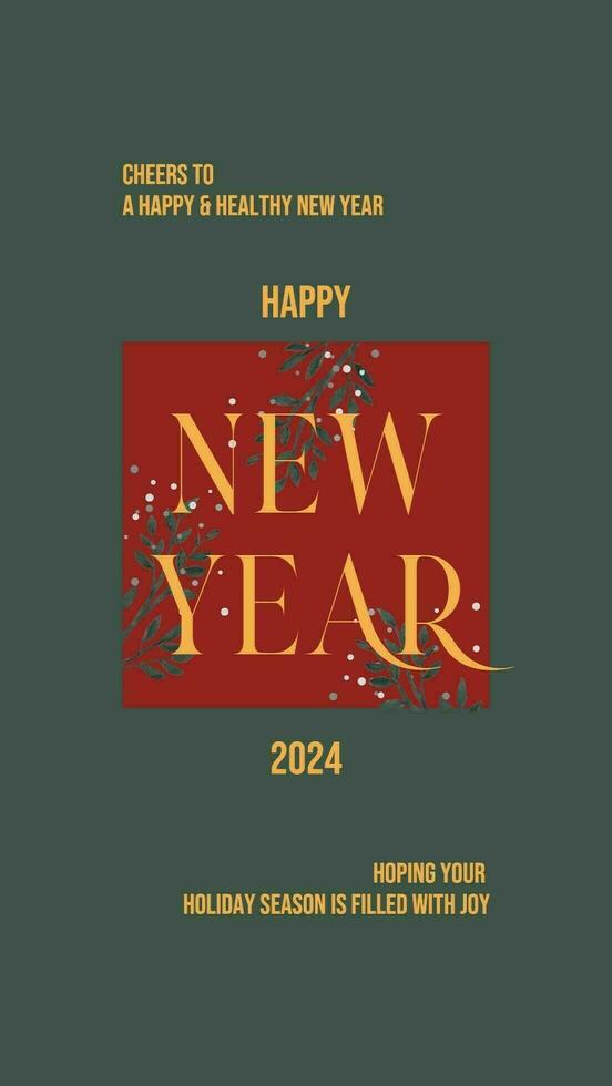 modern red and green new year greeting card template