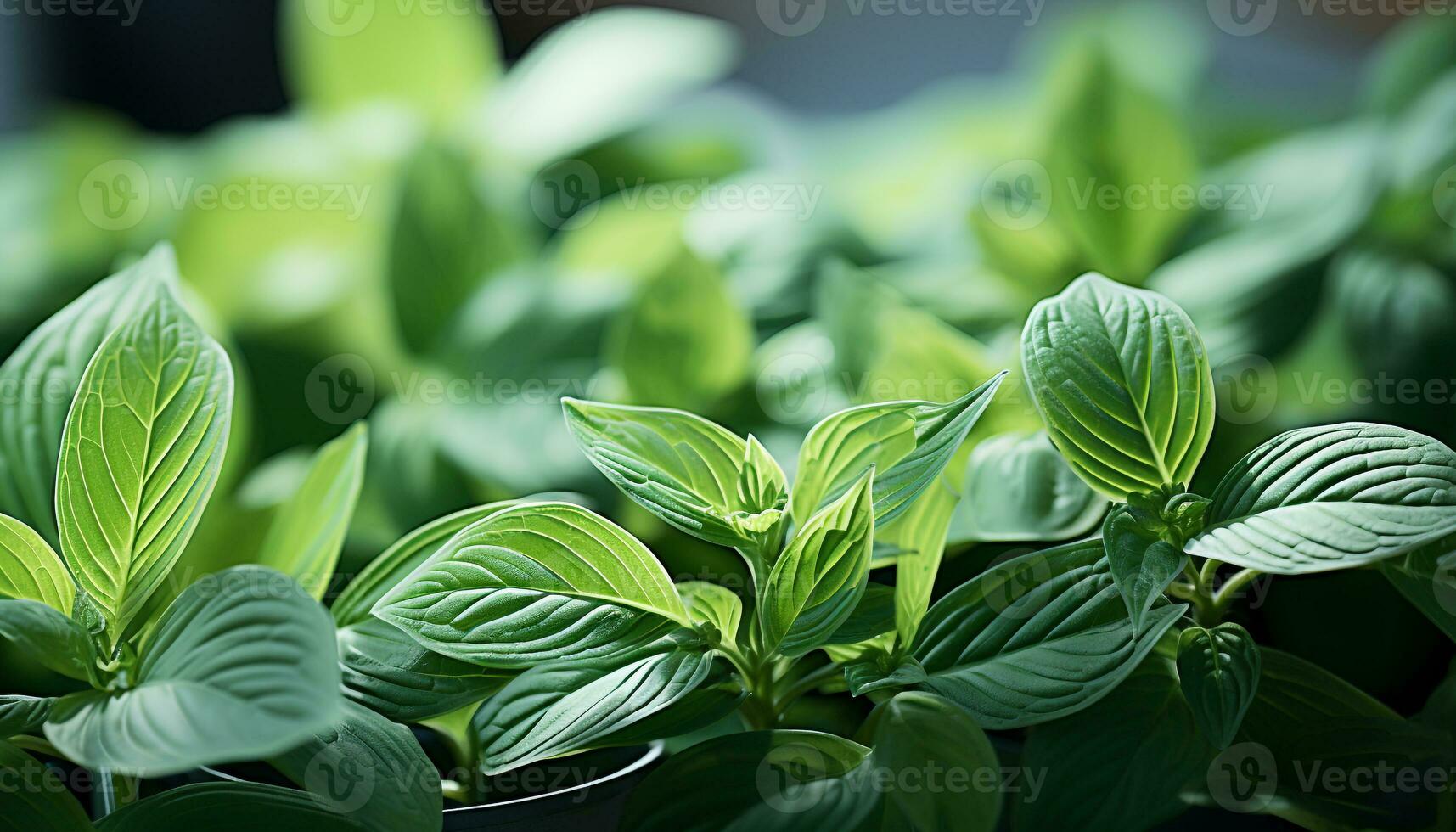 AI generated Freshness of nature growth in close up, green plant macro generated by AI photo