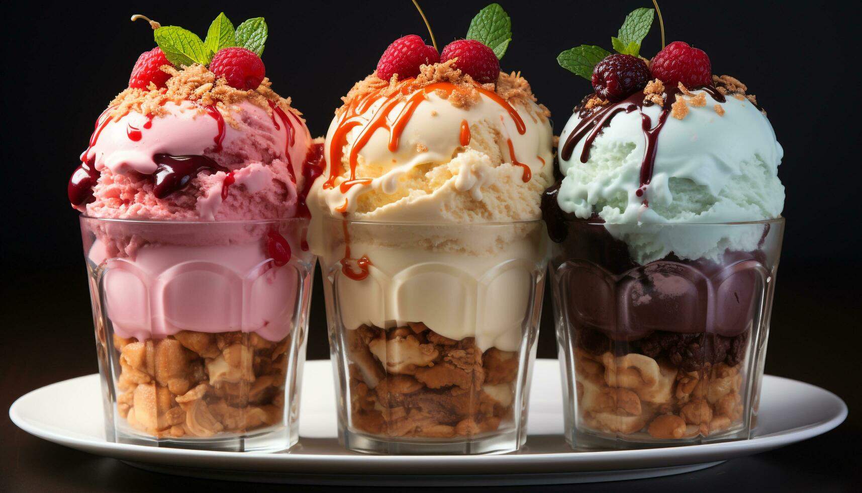 AI generated Freshness and indulgence in a gourmet summer berry dessert generated by AI photo