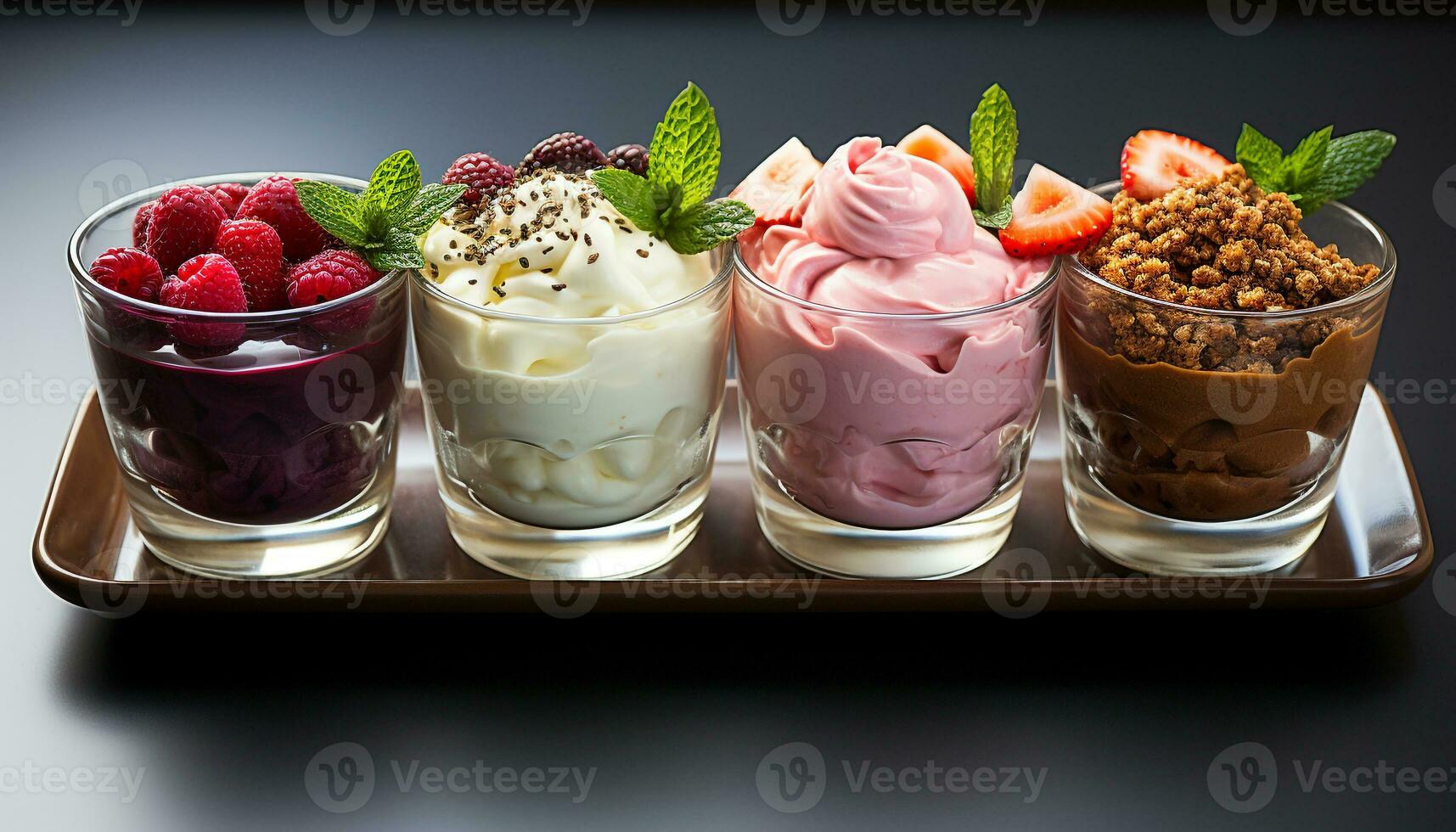 AI generated Freshness and sweetness in a gourmet summer dessert bowl generated by AI photo