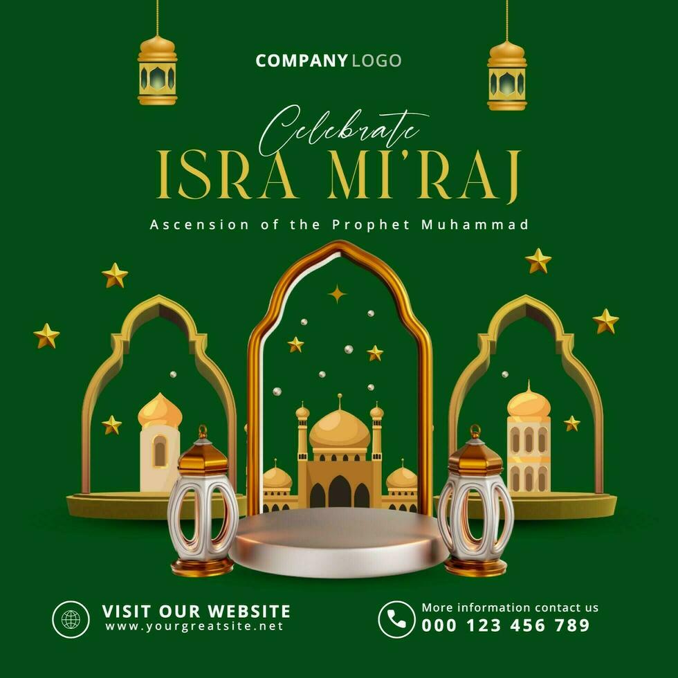 isra miraj greeting card for marketing social media post template