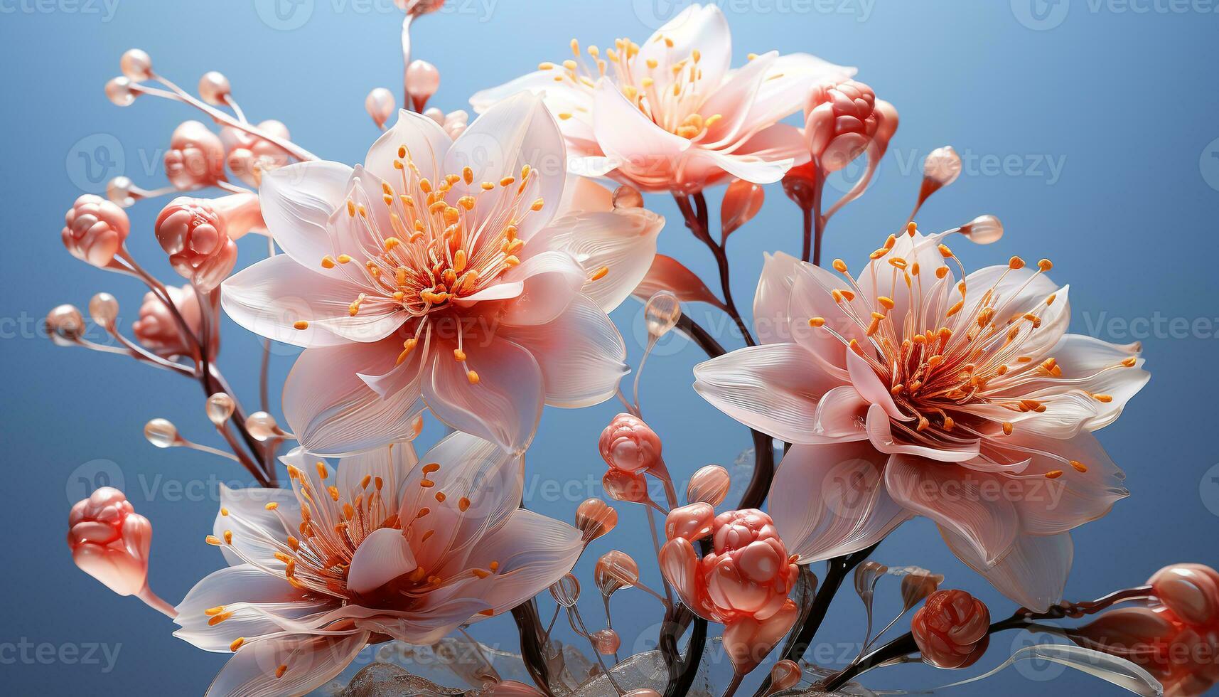 AI generated Freshness of springtime blossoms in nature vibrant bouquet of colors generated by AI photo