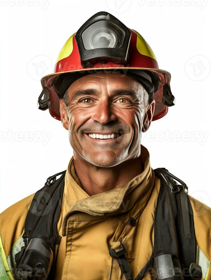AI generated Brave Male Firefighter in Action, AI Generated photo