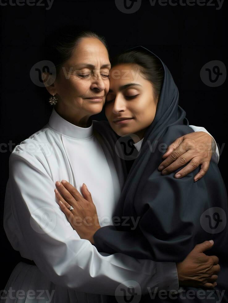 ai generado compasivo hembra sacerdote, ai generado foto