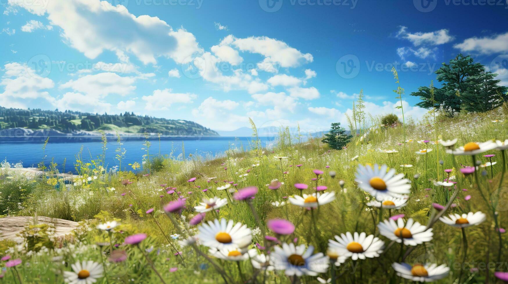 AI generated Coastal Summer Wildflower Extravaganza - AI Generated photo