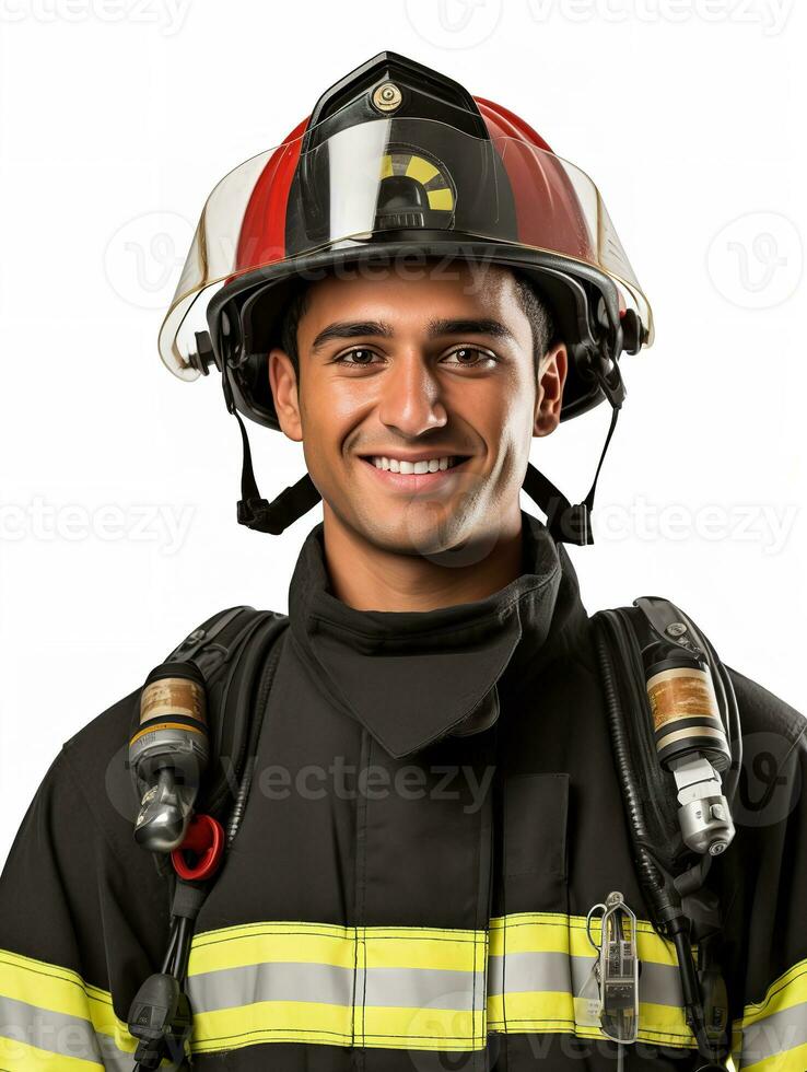 AI generated Brave Male Firefighter in Action, AI Generated photo