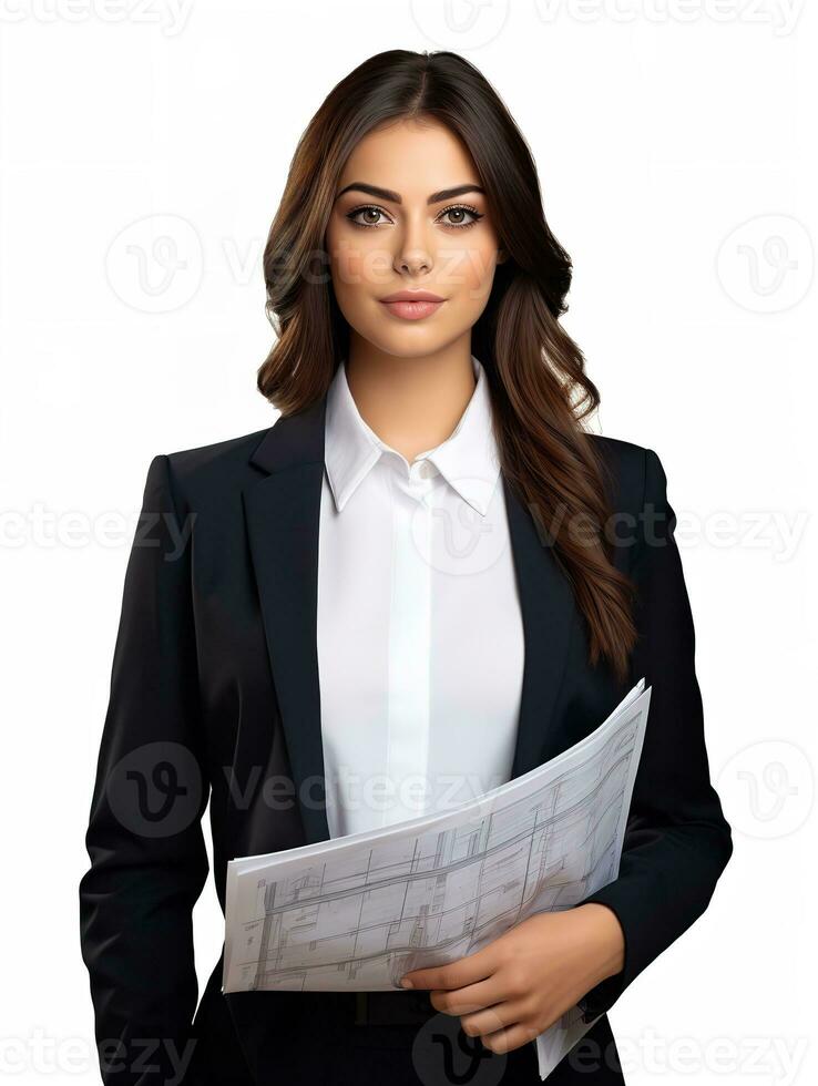 AI generated Female Architect Planning Construction, AI Generated photo