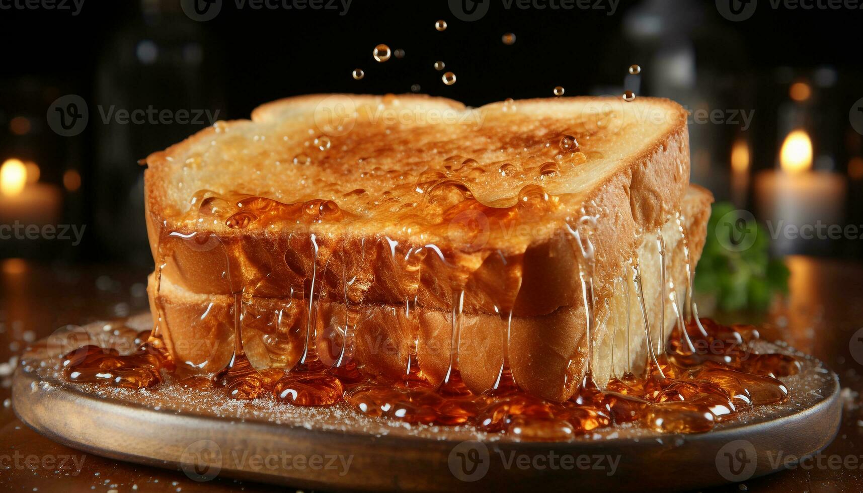 AI generated Freshly baked chocolate bread with caramelized hazelnut and creamy butter generated by AI photo