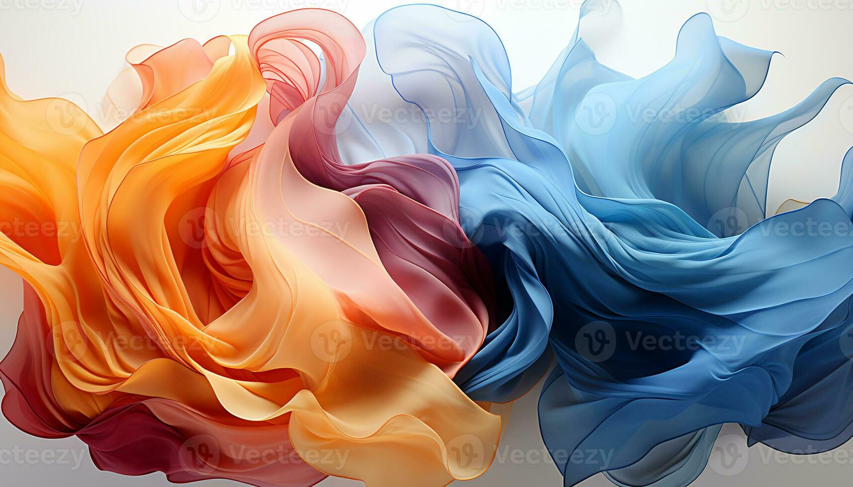 AI generated Abstract blue wave pattern on a modern silk wallpaper design generated by AI photo