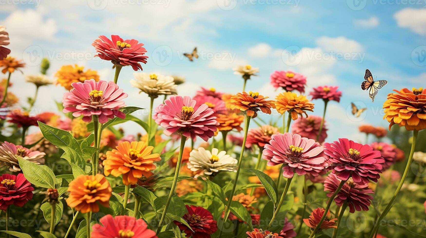 AI generated Late Summer Zinnia Field Radiance - AI Generated photo
