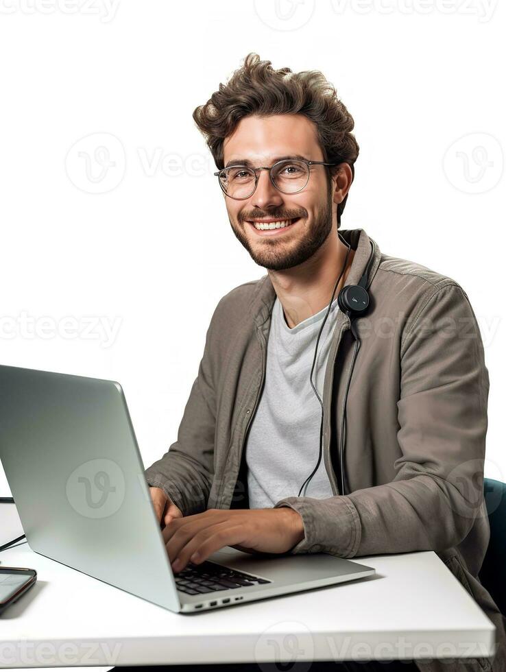 AI generated Focused Male Programmer Coding, AI Generated photo