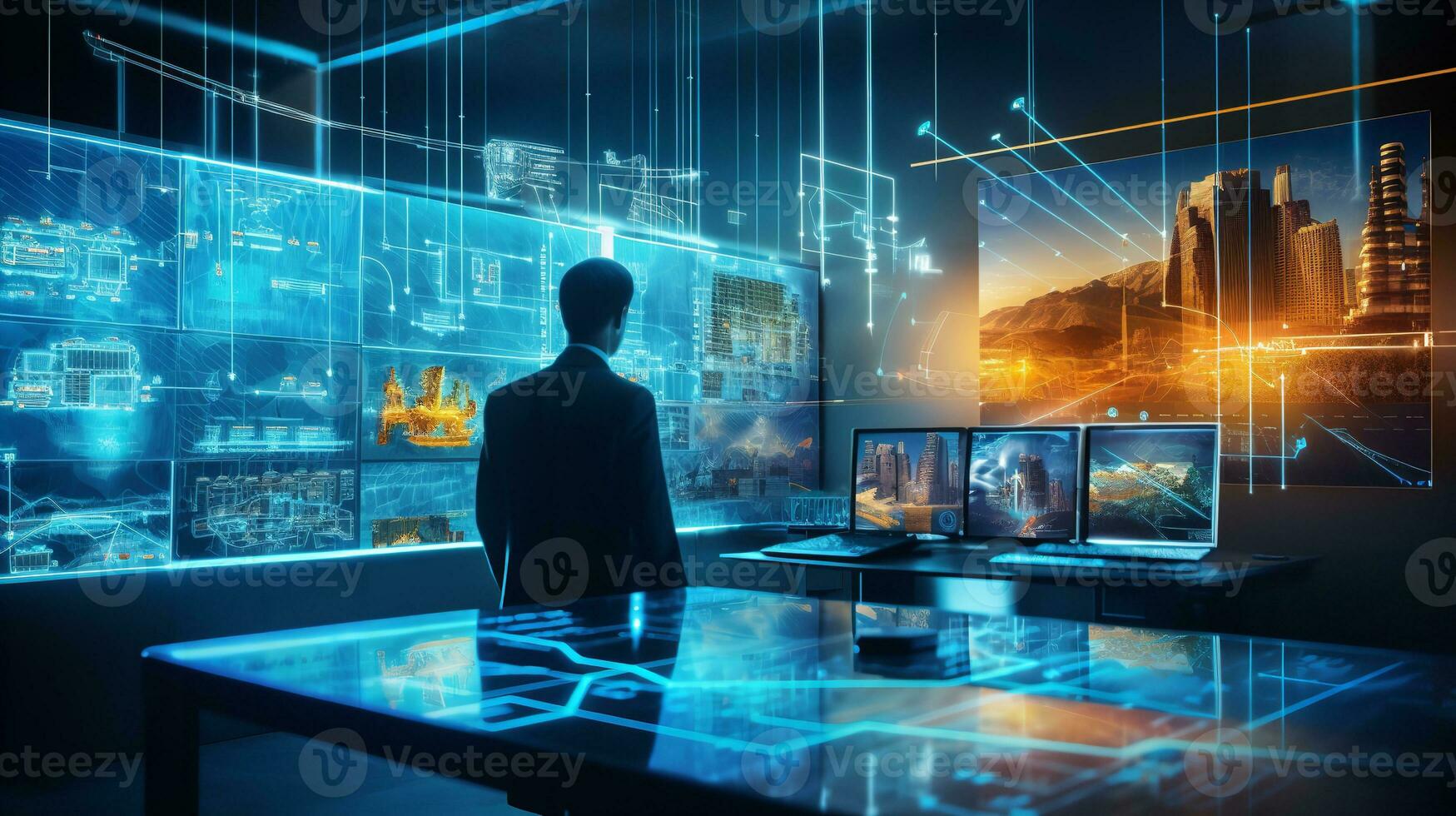 AI generated Digital Twin AI Simulation Technology AI Generated photo