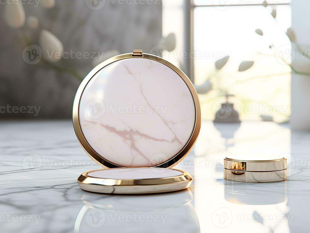 AI generated Elegant Compact Mirror Mockup for Beauty and Accessories - AI Generated photo