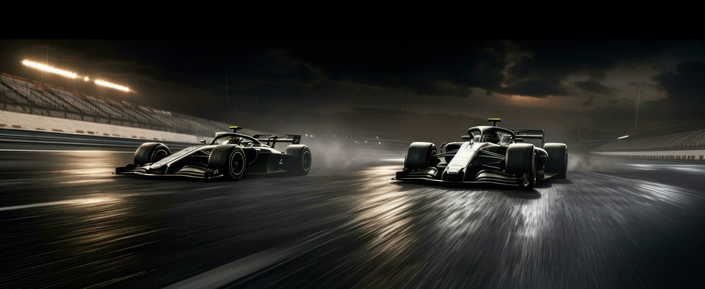 AI generated two mullan drivers roaring around the track at night photo