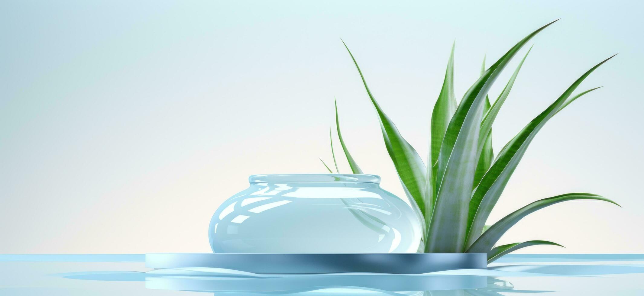 AI generated pot of aloe with aloe vera in the water, surreal animation photo