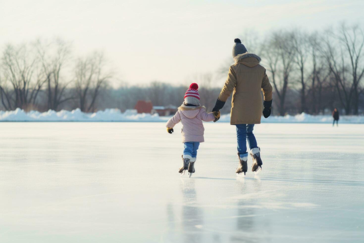 AI generated skating on the ice with family in winter photo