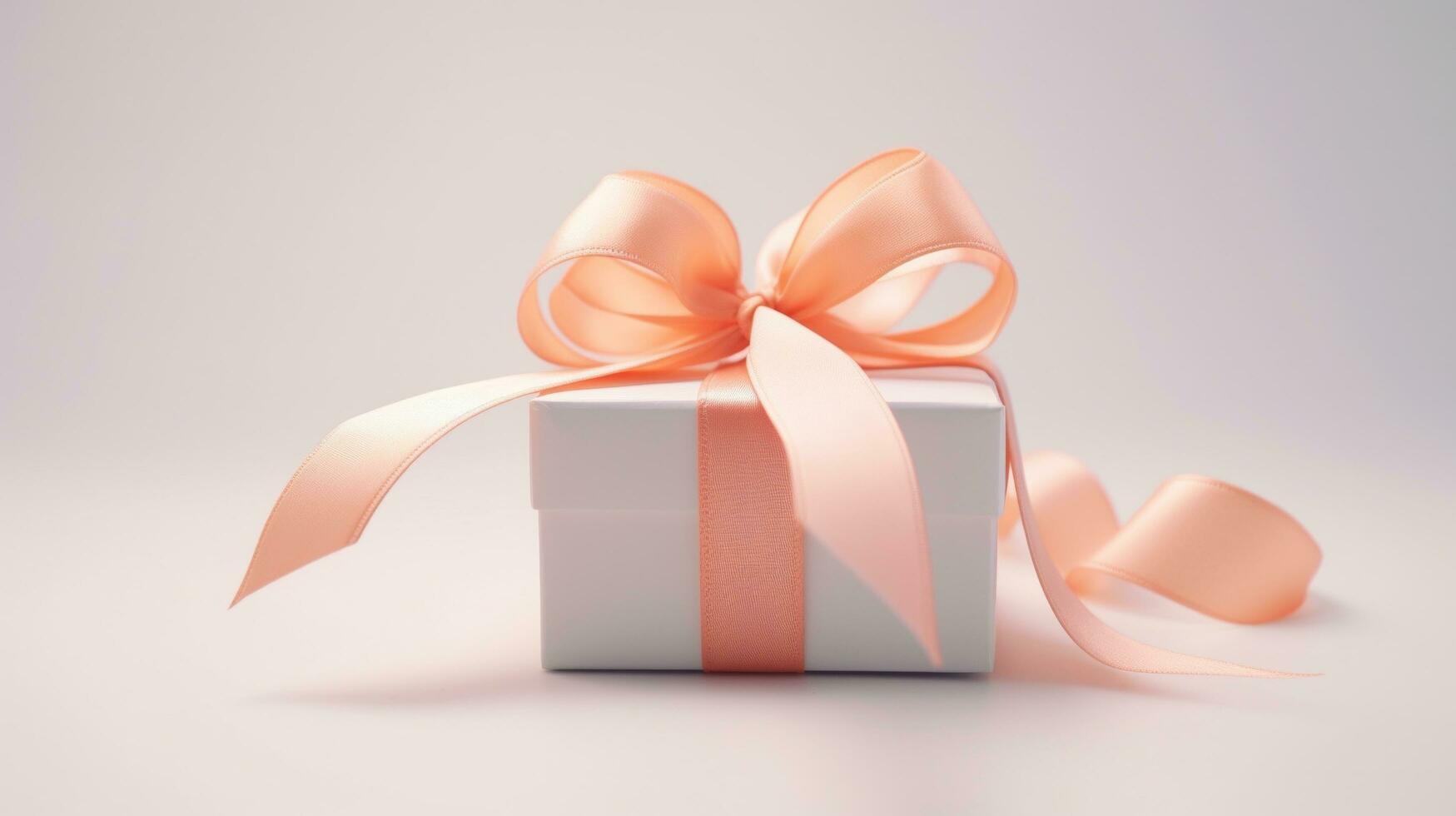 AI generated present with heart shape tied to ribbon on white background photo