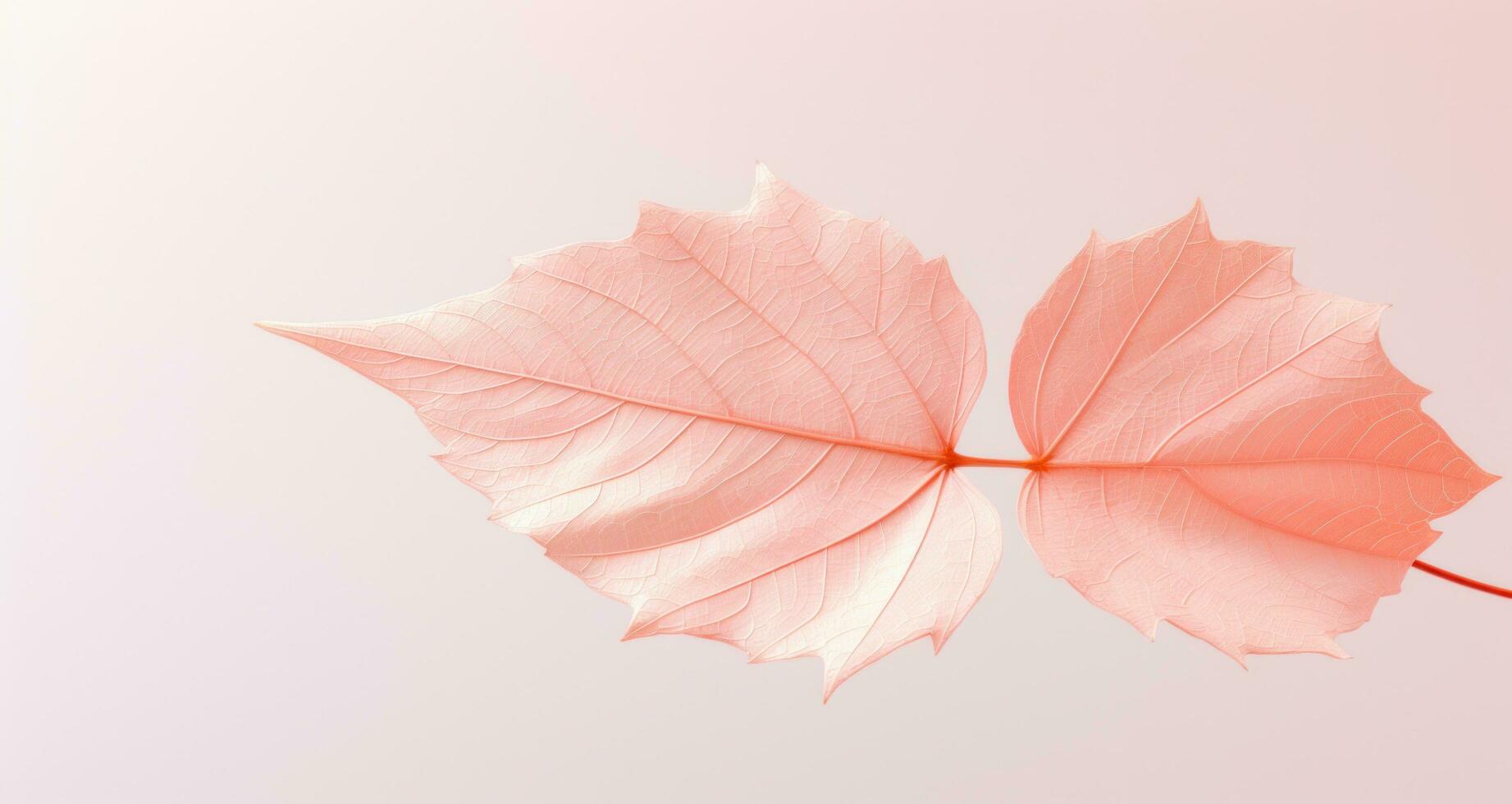 AI generated pink leaf with a light green background photo