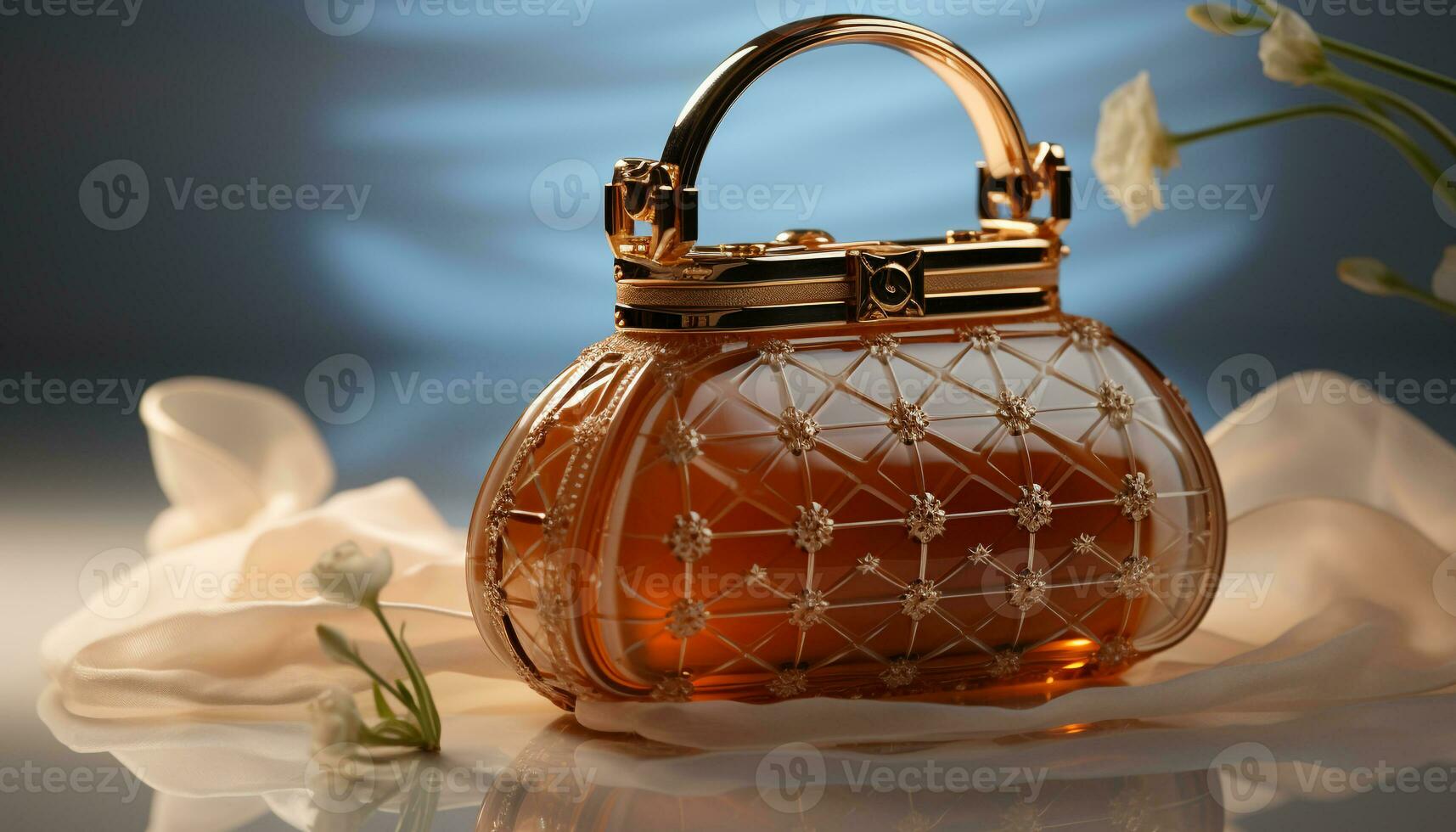 AI generated Luxury leather bag with elegant gold decor, a timeless gift generated by AI photo