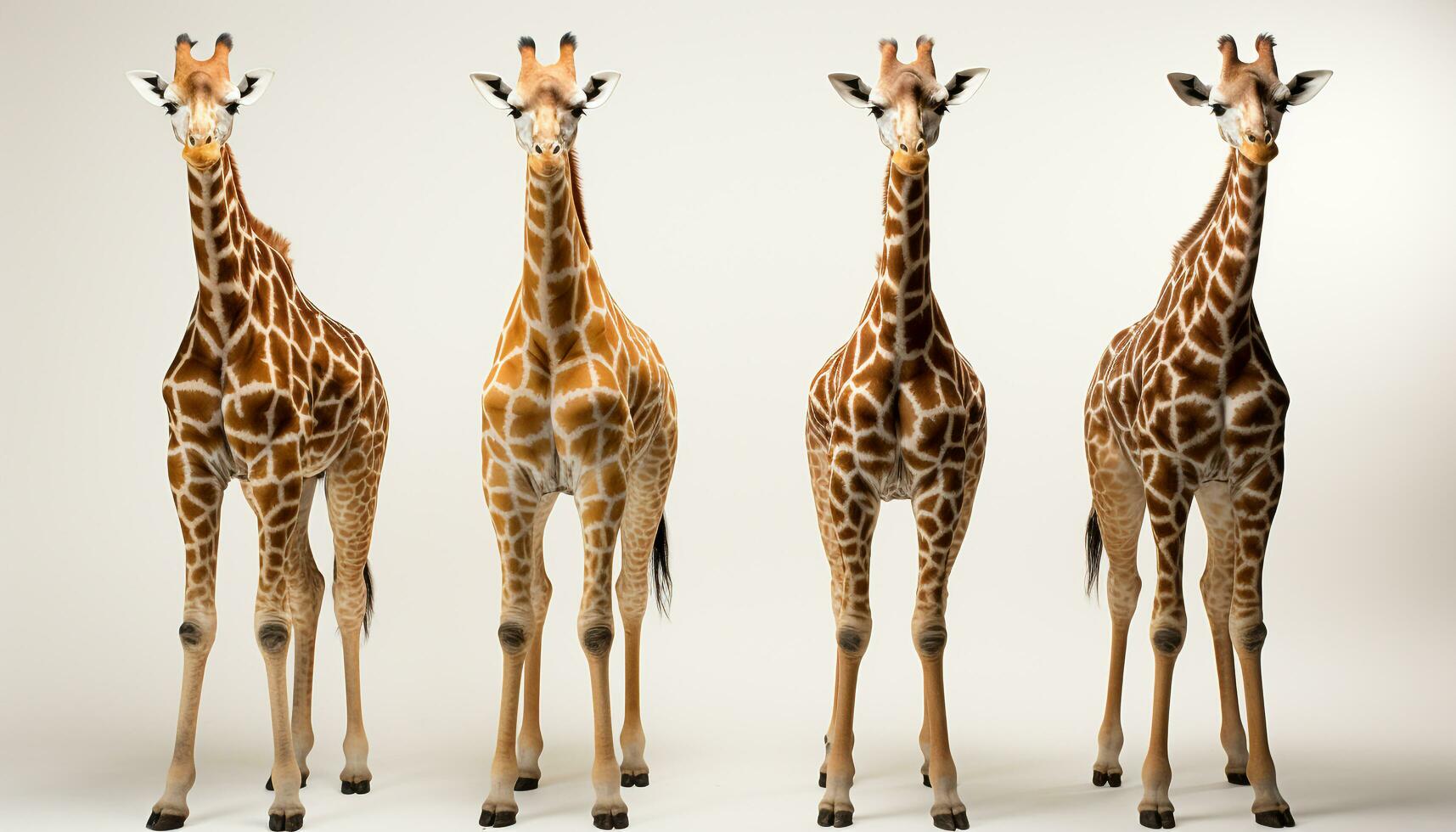 AI generated Group of cute giraffes standing in the African savannah generated by AI photo