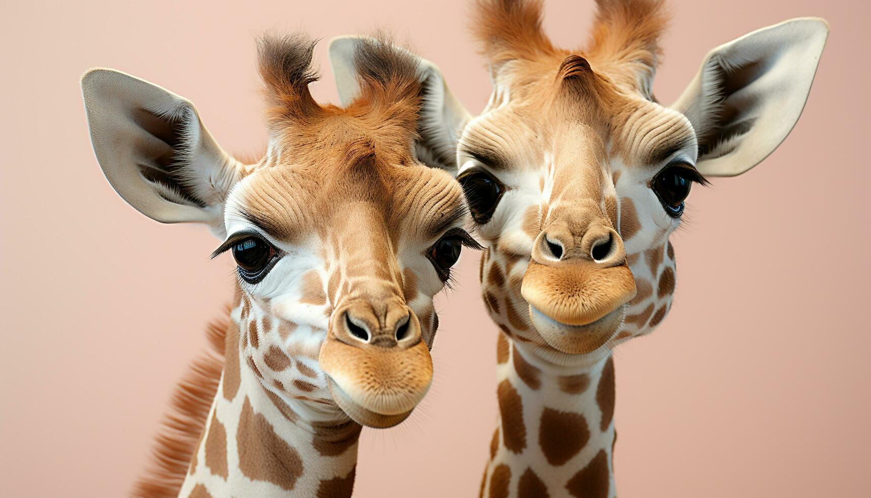 AI generated Cute giraffe looking at camera in African savannah generated by AI photo