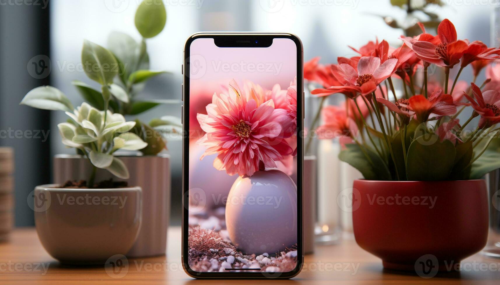 AI generated Fresh pink tulip in vase brings nature indoors generated by AI photo