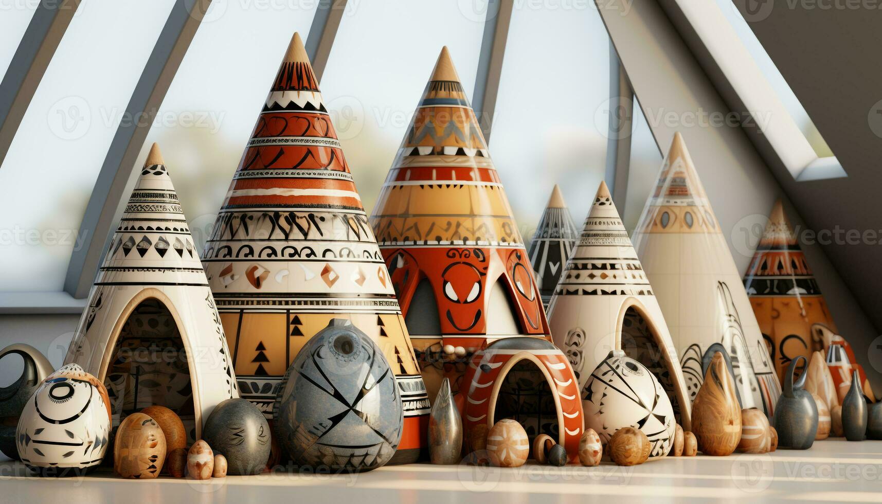 AI generated Ancient wood toy, symbol of indigenous culture and childhood generated by AI photo