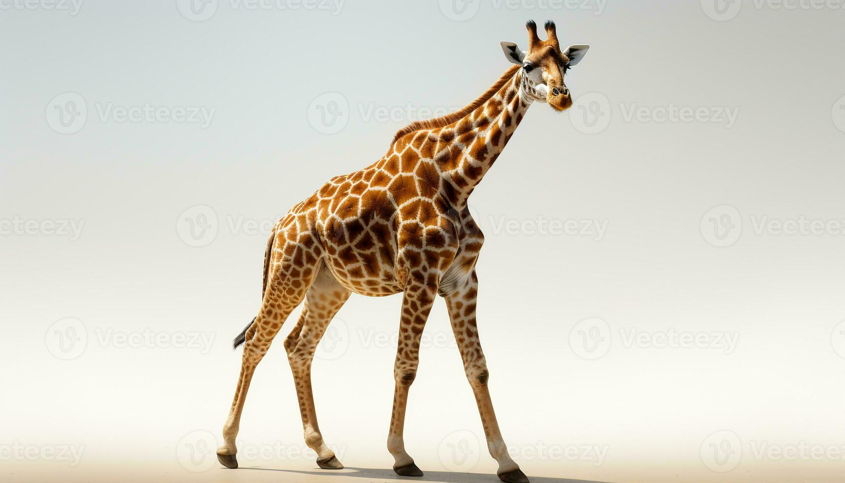 AI generated Giraffe standing in African savannah, looking at camera generated by AI photo