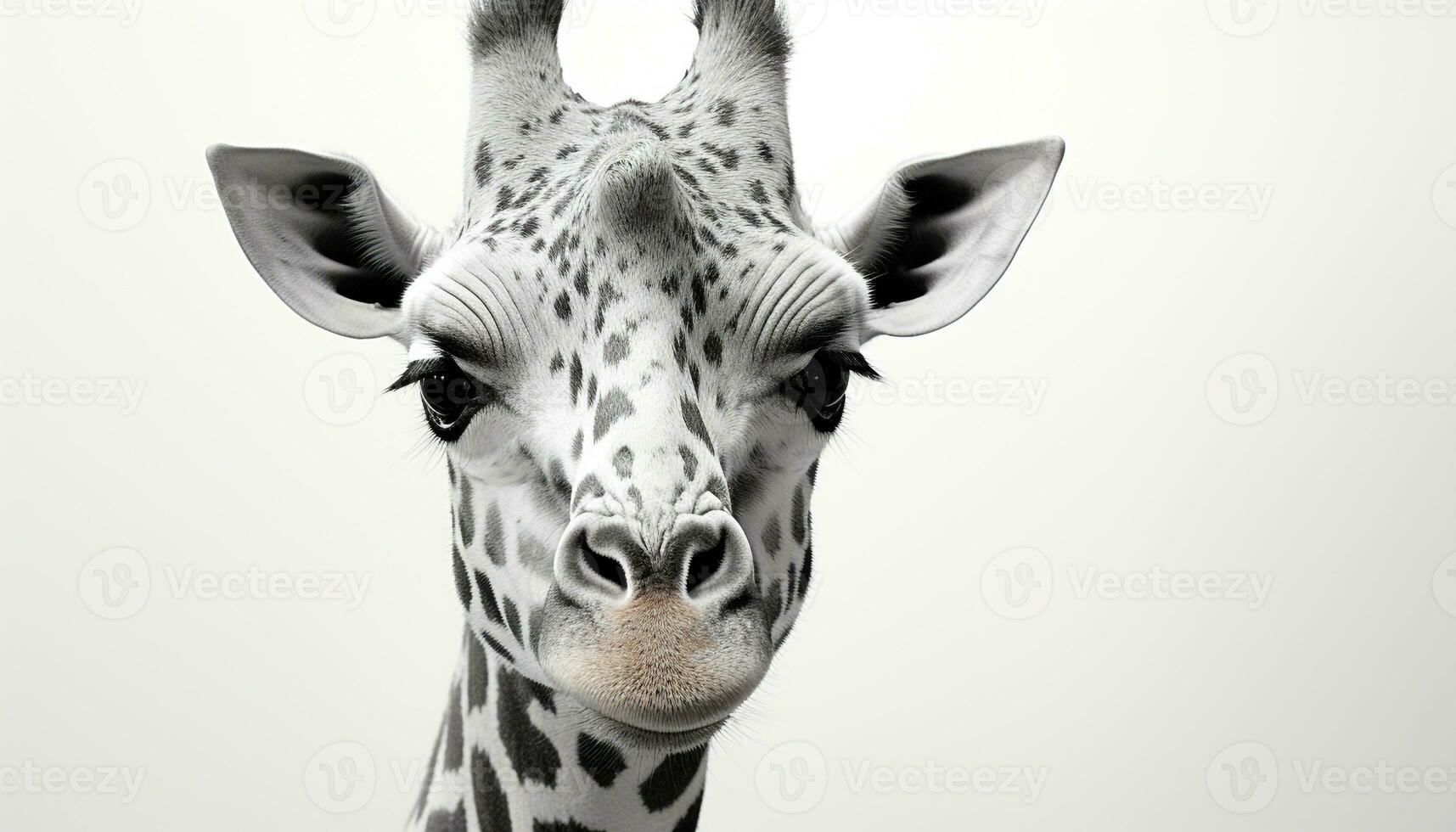 AI generated Cute giraffe looking at camera, on white background generated by AI photo