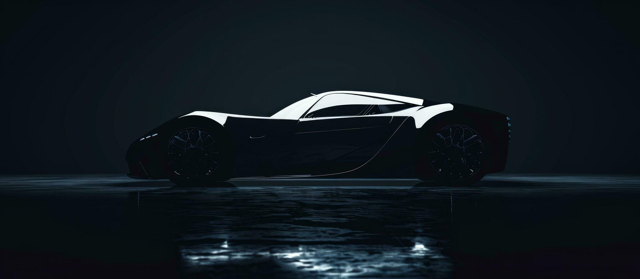 AI generated a futuristic car silhouette in the dark photo
