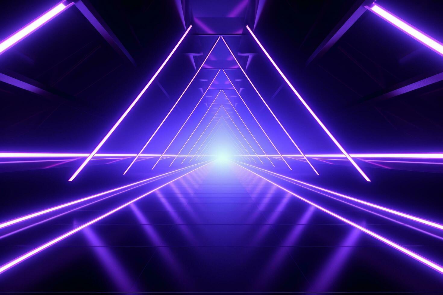 AI generated a purple neon lighted tunnel in a dark tunnel photo