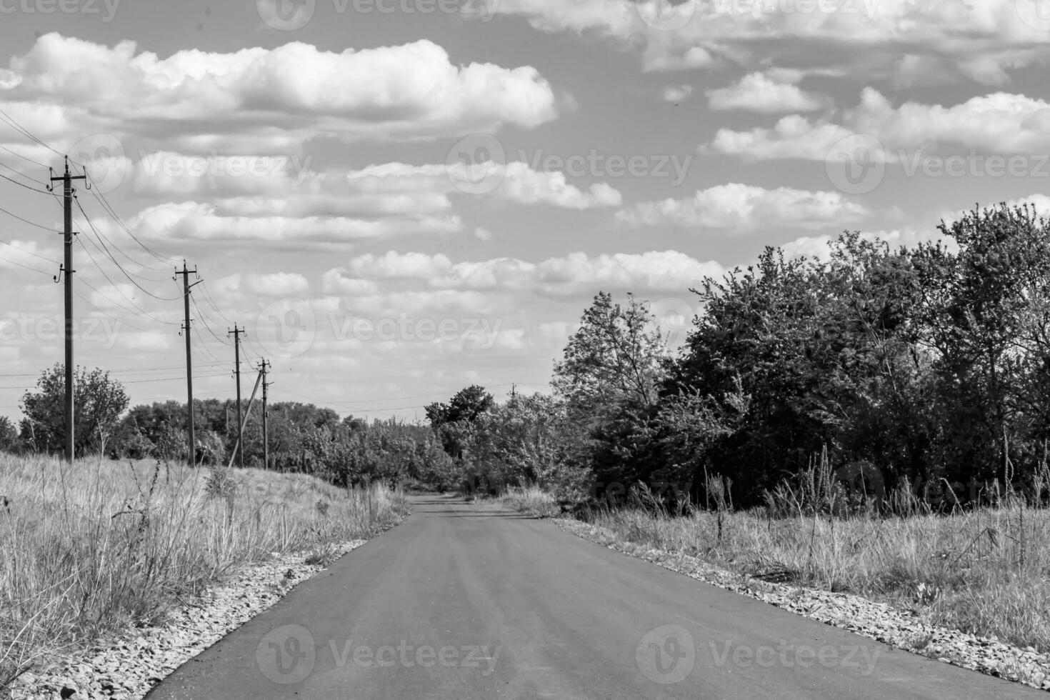 Beautiful empty asphalt road in countryside on light background photo