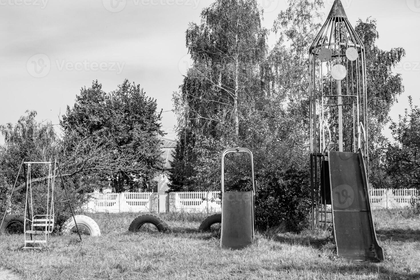 Photography on theme empty playground equipment for kids photo