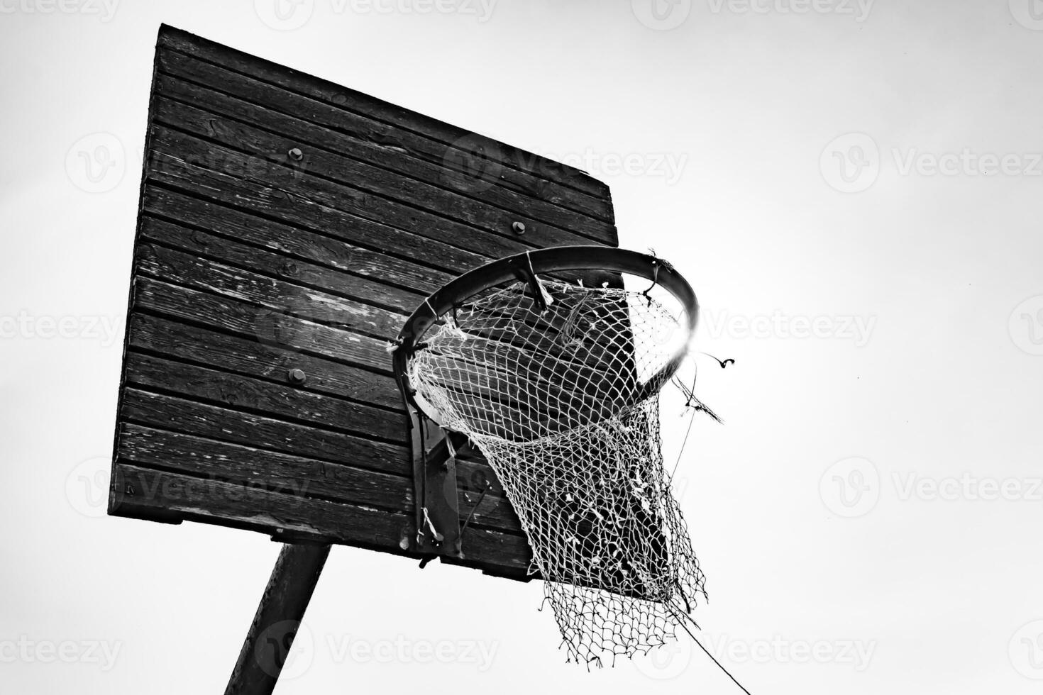 Photography on theme old basketball hoop of net basket photo