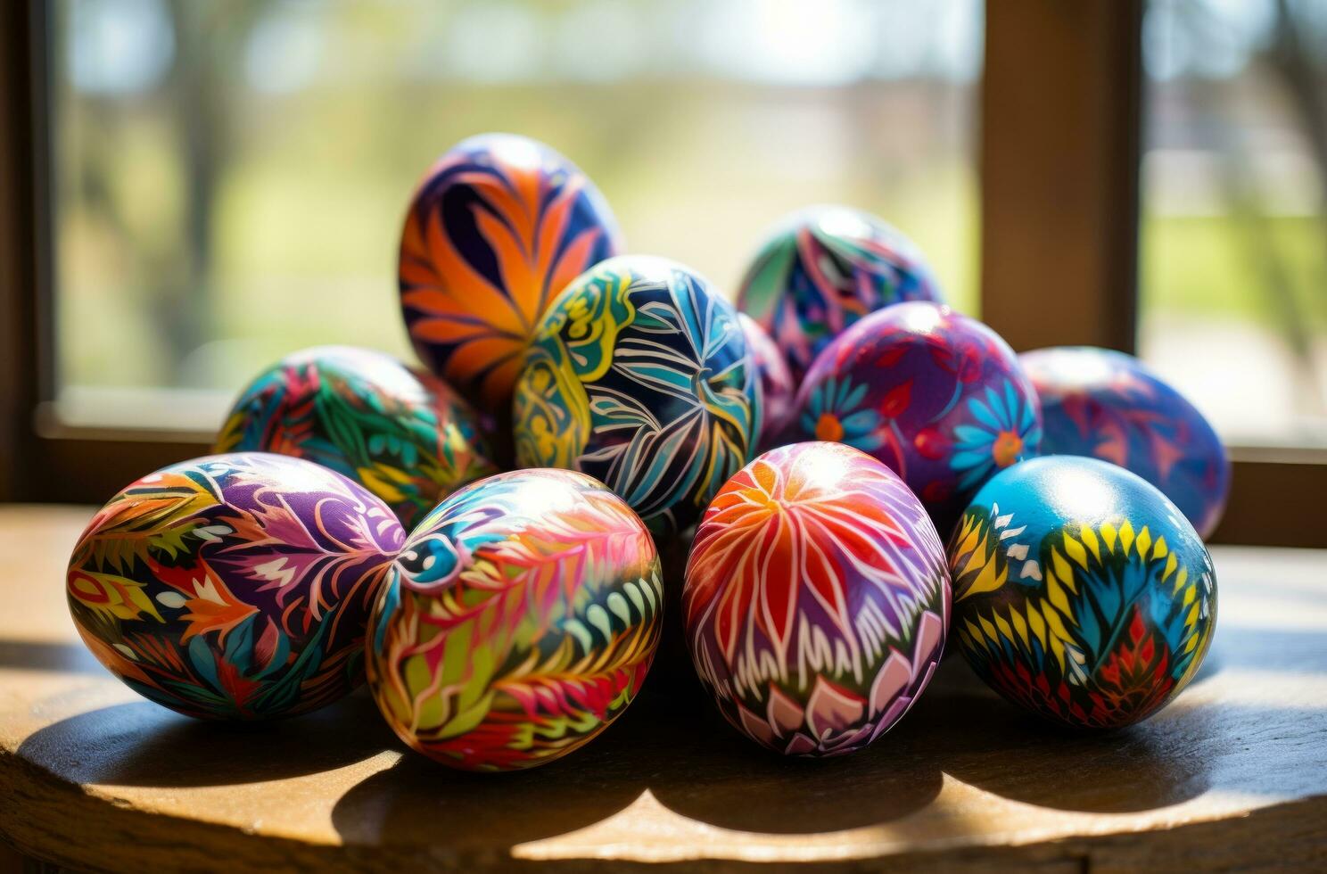 AI generated a variety of colorful painted easter eggs photo