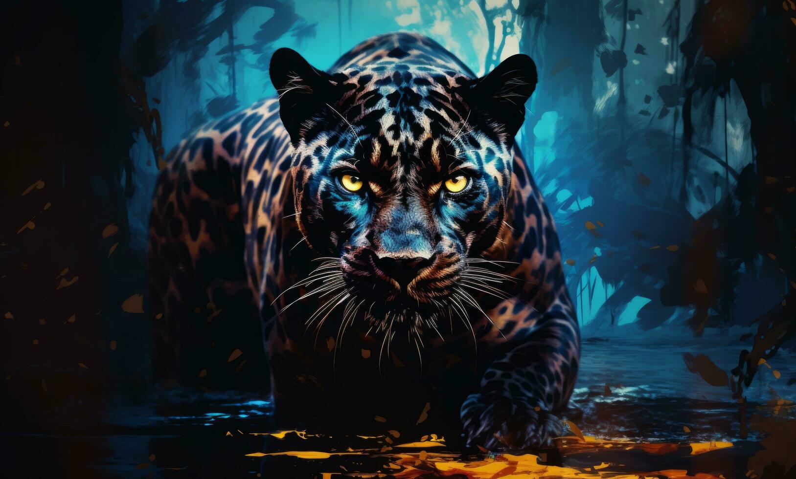 AI generated black panther, african animal photo