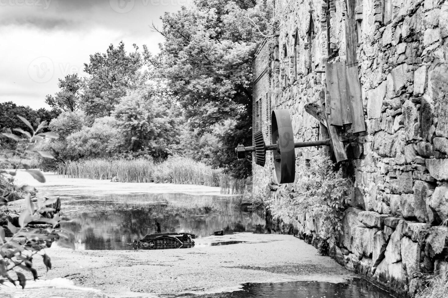 Photography on theme outstanding building beautiful brick old water mill photo