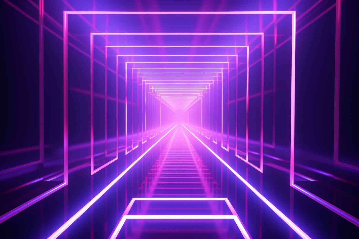 AI generated neon tunnel for intro neon rainbow neon light background photo