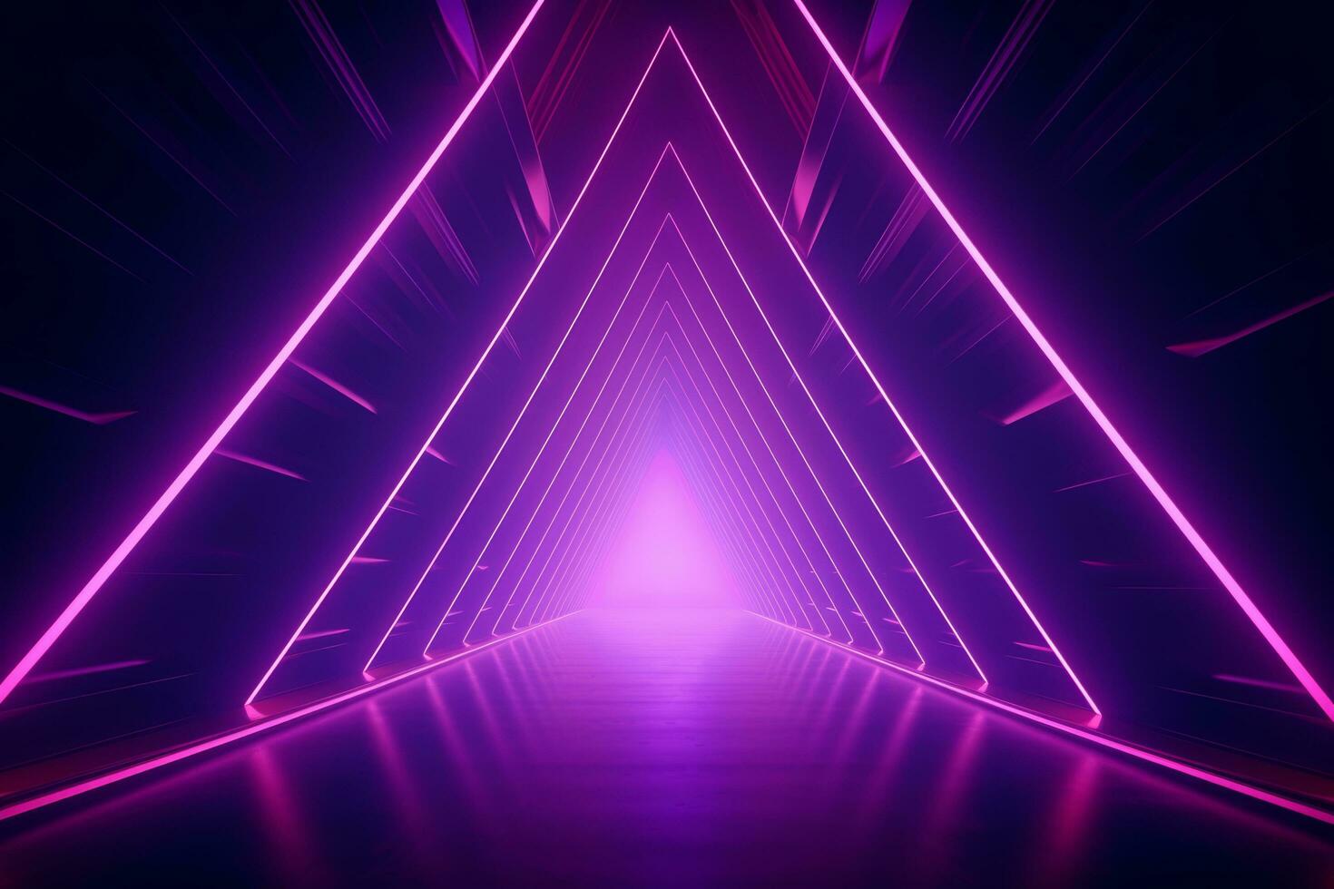 AI generated neon tunnel for intro neon rainbow neon light background photo