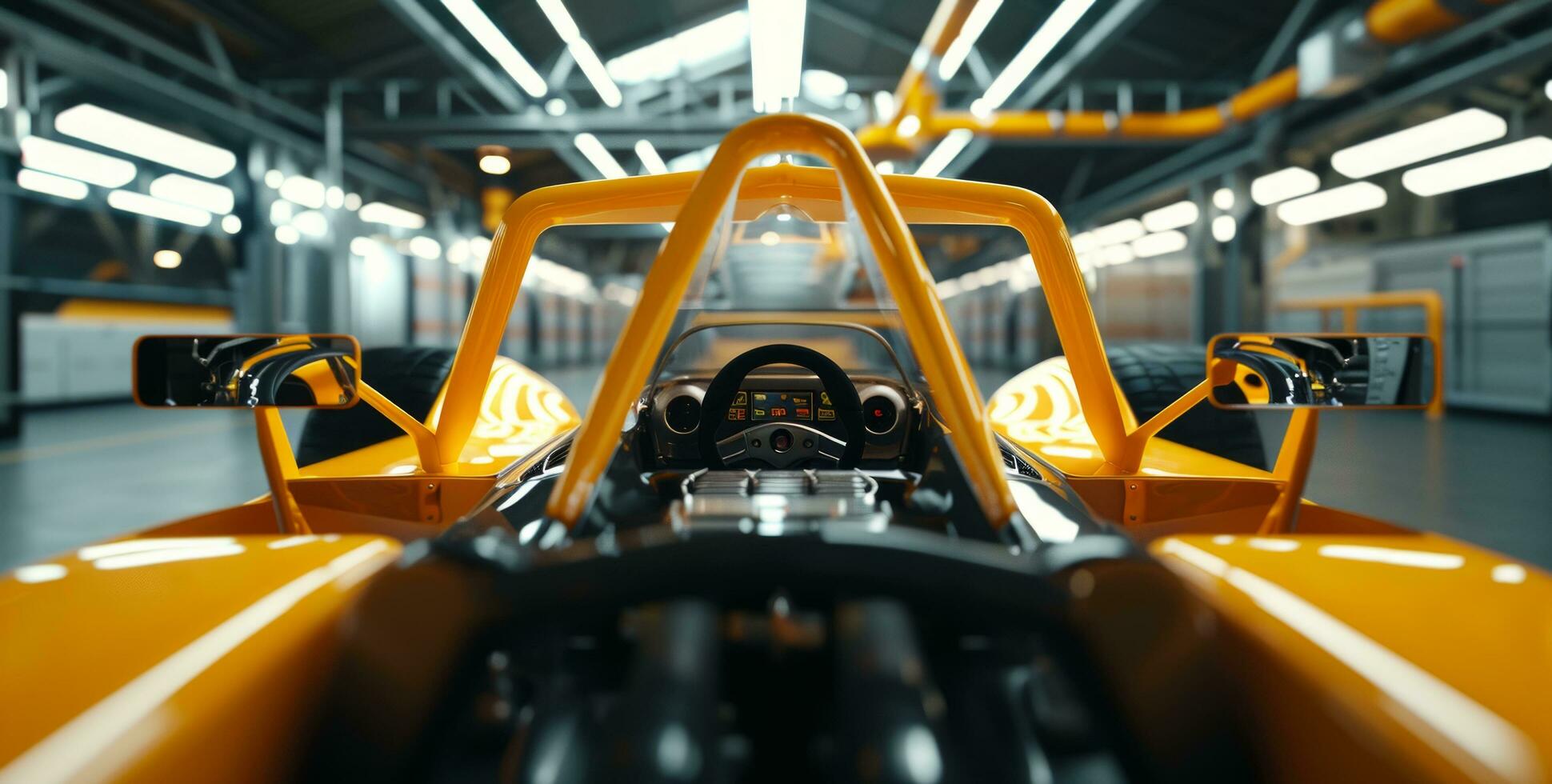 AI generated the cockpit of an empty racing room photo